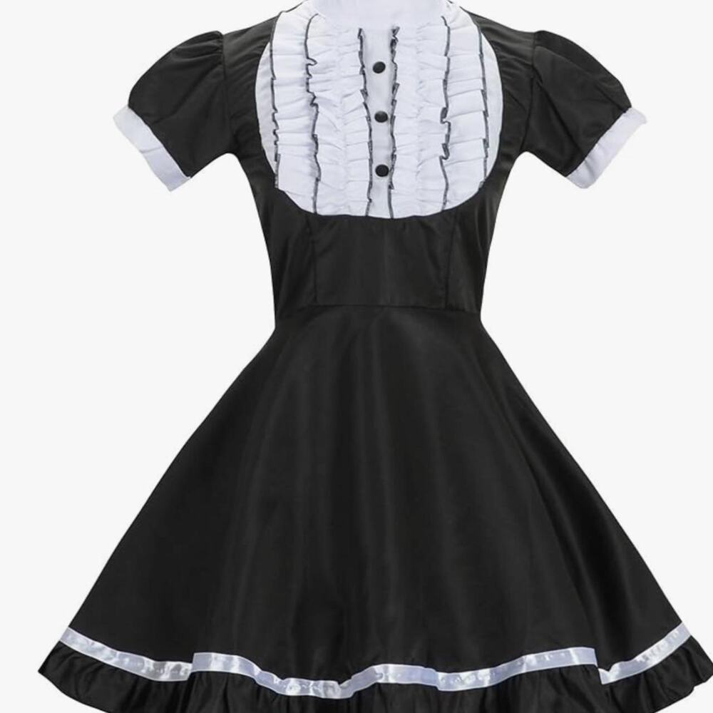 Elegant Black & White Lolita Dress | Gothic Maid-Inspired